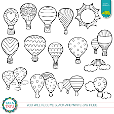 Black And White Hot Air Balloon Clipart Hot Air Balloon Digital Stamp Pack Black And White Clipart Etsy Hot Air Balloon Drawing Hot Air Balloon Cartoon Hot Air Balloon