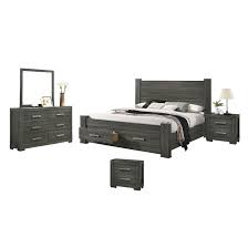 It includes two nightstands and one bed, all made from a blend of solid and engineered wood in a neutral hue. Ebern Designs Nazaret 5 Piece Bedroom Set Reviews Wayfair