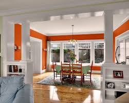Pin By Lucy Waddell On Dining Room Craftsman Dining Room Orange Dining Room Living Room Divider