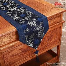 Chinese Style Patchwork Luxury Navy Blue Patterns Table Runners High Quality Silk Brocade Home Decoration Table Cloth L200 W33 Cm Multicolor Table Runners And P Table Runner And Placemats Table Cloth Table