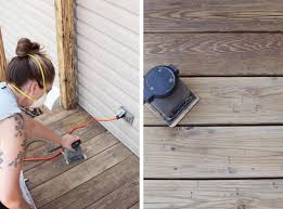 Learn how to remove the railings on a ground level deck or porch. How We Refinished Our Old Wood Deck A Beautiful Mess