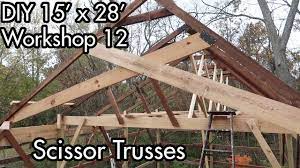 → if scissor trusses are used in large open areas, look to introduce return walls at right angles (spaced at a maximum of 6m centres) and detail good. Building A 15 X28 5mx9m Workshop 12 Making Scissor Truss Done With Roof Construction Youtube