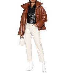 Nanushka Hide Faux Leather Puffer Jacket Mytheresa Leather Jacket Outfit Winter Brown Leather Jacket Outfit Winter Jacket Outfits