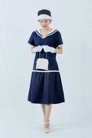 1920s Sailor Dress In Navy And White Blue 20s Day Dress Etsy Sailor Dress Clothes For Women Navy Blue Dresses