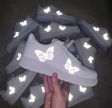 Reflective Butterfly Air Force 1 The Custom Movement White Nike Shoes Jordan Shoes Girls Nike Air Shoes