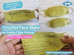 Cut 2 for main fabric cut 2 for lining fabric. Free Crochet Face Mask With Filter Pocket Child Adult Crafting Happiness