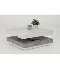 Table basse pivotante turn chêne et blanc laqué. Table Basse Moderne Carree Pivotante Beton