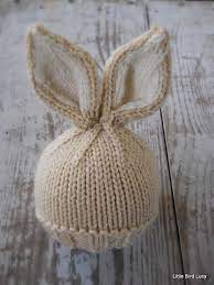 Knit Baby Bunny Newborn Hat Easter Rabbit Knitted Photo Prop Biscuit With Cream Inner Ears Custom Colors Avail Nb Baby Shoes Pattern Free Newborn Hat Knitted Hats