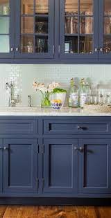 This color is a great choice for modern paneled or slab kitchen cabinets because it's bold enough not to appear flat. 16 Best Navy Blue Kitchen Cabinets Ideas Blue Kitchens Blue Kitchen Cabinets Kitchen Cabinets