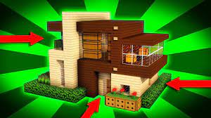 Minecraft How To Build A Modern Wooden House Tutorial 1 Easy Moder Modern Wood House Modern Wooden House Wood House Minecraft