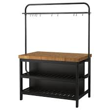Vadholma Kitchen Island With Rack Black Oak Ikea Kitchen Island Trolley Freestanding Kitchen Island Ikea