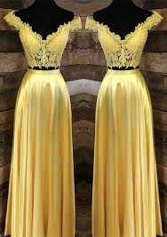 Yellow Prom Dresses Two Piece Prom Dresses 2 Piece Prom Dresses Promdresses Yellow Prom Dresses Yellow Prom Dresses Long Piece Prom Dress