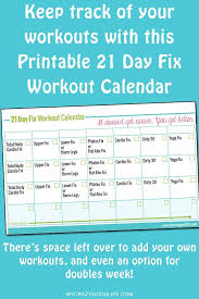 printable 21 day fix workout calendar