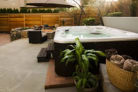 Soaking in a spa can be a great way to relax, rejuvenate, socialize, rehabilitate and reward yourself. Outdoor Hot Tub Paradise Restored Landscaping