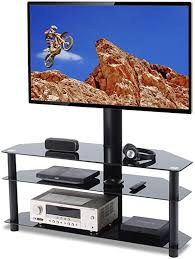 Amazon Com Tavr Swivel Floor Tv Stand With Mount 3 In 1 Flat Panel Height Adjustable Glass Entertainment Stand For 32 37 42 47 50 55 60 65 Inch Plasma Lcd Led Qled Flat Curved Screen Wali universal tv stand table top for most 22 to 65 inch lcd flat screen tv, vesa up to 800 by 400mm , black (tvs001).