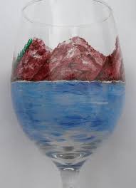 Mountain Wine Glass Hand Painted Mountains Wine Glass Mountain Paintings Hand Painted Glass Paints