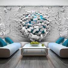 Free shipping on all orders over $35. Photo Wallpaper 3d Effect Abstract Bricks Blue Wall Mural 3006ve Wall Wallpaper Pinterest Wall Art Wall Art Designs