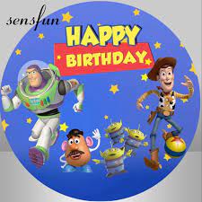 Profitez des réductions jusqu'à 40%! Round Cartoon Toy Story Backdrops For Photo Studio Blue Kids Boys Happy Birthday Party Circle Photography Backgrounds Shopee Singapore