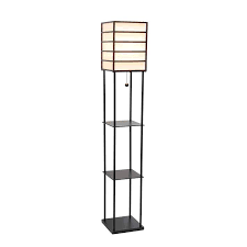 This unique 71 high lamp is an ingenuine project, which apart from enlightening the space can be also a storage unit. Lalia Home Black And Wood 3 Shelf Etagere Floor Lamp 85k72 Lamps Plus