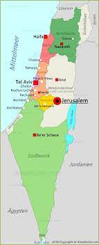 Neben den vierteln der altstadt sind auf der karte von jerusalem auch folgende gebiete zu erwähnen Israel Karte Annakarte Com