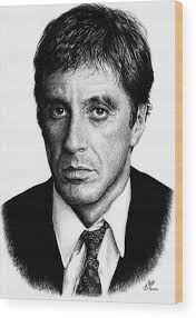 Pacino Scarface Wood Print by Andrew Read