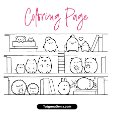 Here you could find collection of kawaii coloring pages. Free Coloring Page Featuring Kawaii Animals In Different Poses