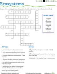 Life Science Crossword Ecosystems Worksheet Education Com Third Grade Life Science Science Puzzles Learning Science
