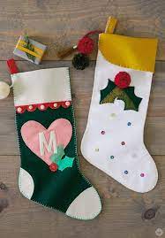 Diy Christmas Stockings With Felt Appliques And Fun Embellishments Think Make Share Christmas Stockings Diy Diy Felt Christmas Stockings Christmas Stockings