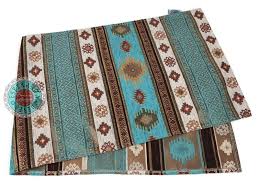 New gray and turquoise floral table runner by prettysurprise. Summery Table Runner Aztec Turquoise With Oriental Appeal Decovista Colorful Design Furniture Statues Wall Sculptures