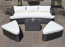 Amazon De Braun Rattan Lounge Set Sofa Mit Tisch Osmanen Outdoor Garten Mobel Outdoor Furniture Outdoor Bed Furniture