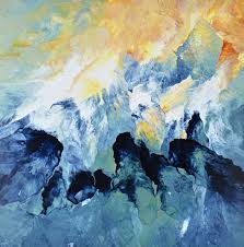 Great offers on site, order now Blue Mountain Landscape Painting Original Abstract Art Modern Home Decor Acrylic On Yupo Paper In Abstract Art Paintings