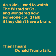 The wizard of oz is a wonderful tale of love, fantasy, action and courage, and it will always be in the hearts of the people who watch it. As A Kid I Used To Watch The Wizard Of Oz And Wondered How Someone Could Talk If They Didn T Have A Brain Then I Heard Donald Trump Talk Post By