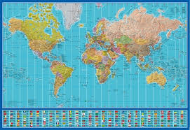 World Time Zones W Flags Frameless Board 39x27in