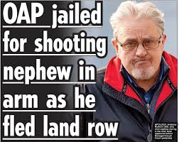 OAP jailed for shooting nephew in arm as he fled land row VICTIM 'LUCKY HE  JUST HAD PELLETS IN HIS ARM'