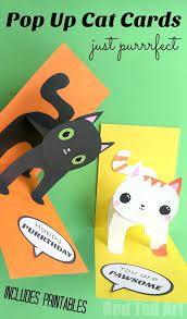 A great way to make a birthday card for kids (or to have them make cards for friends) is to combine the cat punch with the birthday memories designer series paper! 3d Cat Card Diy Red Ted Art Make Crafting With Kids Easy Fun Birthday Cards Diy Birthday Card Pop Up Cat Birthday Card