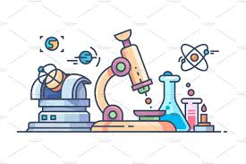 Science And Research Line Flat Science Illustration Chemistry Art Science Icons