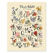Flower Alphabet Print Spring Decor Floral Art Etsy In 2020 Flower Alphabet Alphabet Print Spring Wall Art