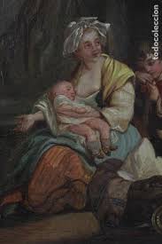 Madre e hijos, pintura al óleo sobre tela, sigl - Vendido en Venta Directa  - 161636454