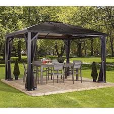 Pavillon Pergola Aluminiumgestell Polyester Dach Stufenlos Raffbar Terrassen Gartenlaube Pavillon Ideen