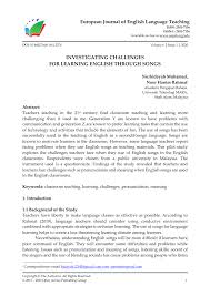 Publication of the emerging economies. Pdf Investigating Challenges For Learning English Through Songs