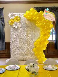 Yellow White Baby Shower Balloon Decorations Flower Wall Backdrop Baby Shower