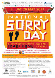 National sorry day is a special day that occurs in australia on 26th may every year. National Sorry Day Adelaide Nunkuwarrin Yunti Of South Australia