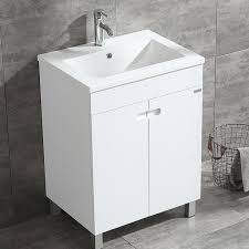 Wall hung vanities make the bathroom feel larger because more of the floor area is visible and because the eye is drawn along the width of the. Walcut 24 Bathroom Vanity Cabinet Storage Under Mount Single Vessel Sink Faucet Combo Walmart Com Walmart Com