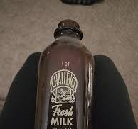 Vintage Challenge Fresh Milk Glass Bottle Brown 1 Qt