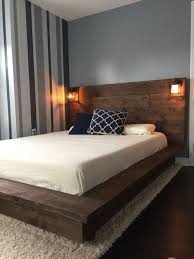 Floating Wood Platform Bed Frame With Lighted Headboard Quilmes Wood Platform Bed Frame Platform Bed Designs Bed Frame Design