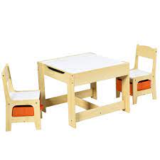 Sold and shipped by first choice home. Costway Kids Table Chair Set Double Side Tabletop Table And 2pcs Chairs With Storage Box Activity Desk Nursery Wooden Multifunction Furniture Buy Online In Germany At Desertcart De Productid 73655959