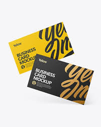 Two Business Cards Mockup In Stationery Mockups On Yellow Images Object Mockups Business Card Mock Up Free Mockup Mockup Free Psd