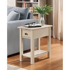 Sutton Side Table With Usb Charging Station In Antique White Walmart Com In 2020 Side Table Wood Coastal Living Room Furniture Furniture