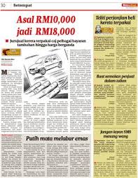 Tolong jawap pertanyaan sya psal mau beli kereta.saya nak beli kereta 2nd tapi tak tau mcm ner nak pilih takut kena tipu. Teliti Perjanjian Beli Kereta Terpakai Klik