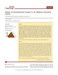 Customized research & analysis projects with a sales volume of about 523 thousand motor vehicles, the malaysian automotive industry has already reached a certain level of saturation. Pdf Analysis Of Remanufacturing Practices In The Malaysian Automotive Industry